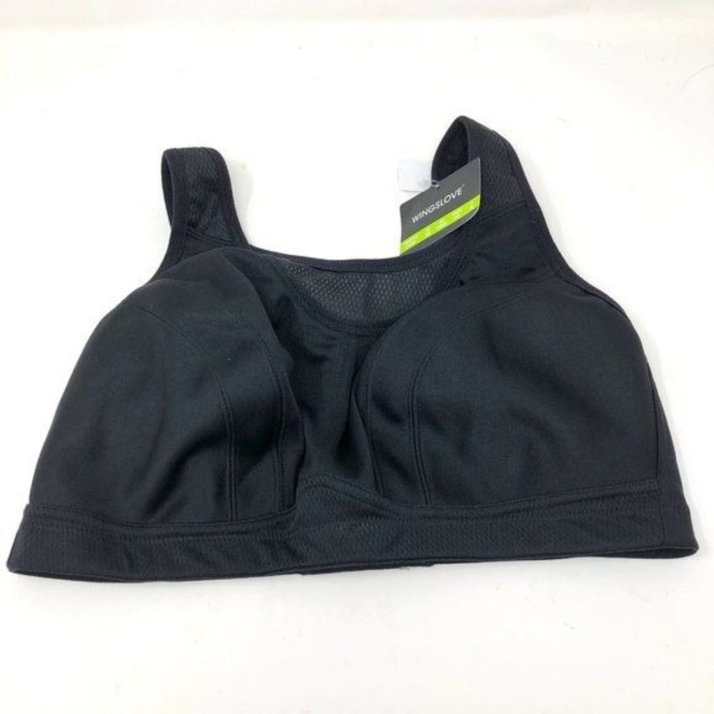 WINGSLOVE Black No Wire Sports Bra Size 34DD